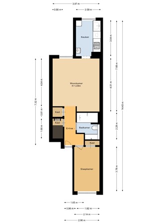 Floorplan - Van Oldenbarneveldtstraat 58-1, 1052 KC Amsterdam